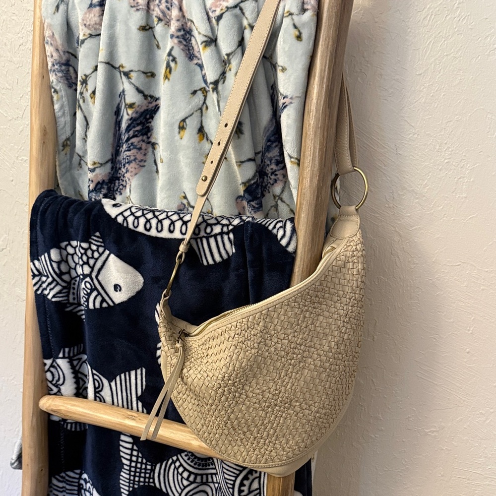 Anthropology Woven Crescent Shoulder Bag - Beige - Picture 1 of 13